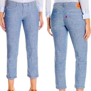 Rare LEVI’S Jeans LINEN Relax Fit BOYFRIEND Soft Blue Lightweight Size 30